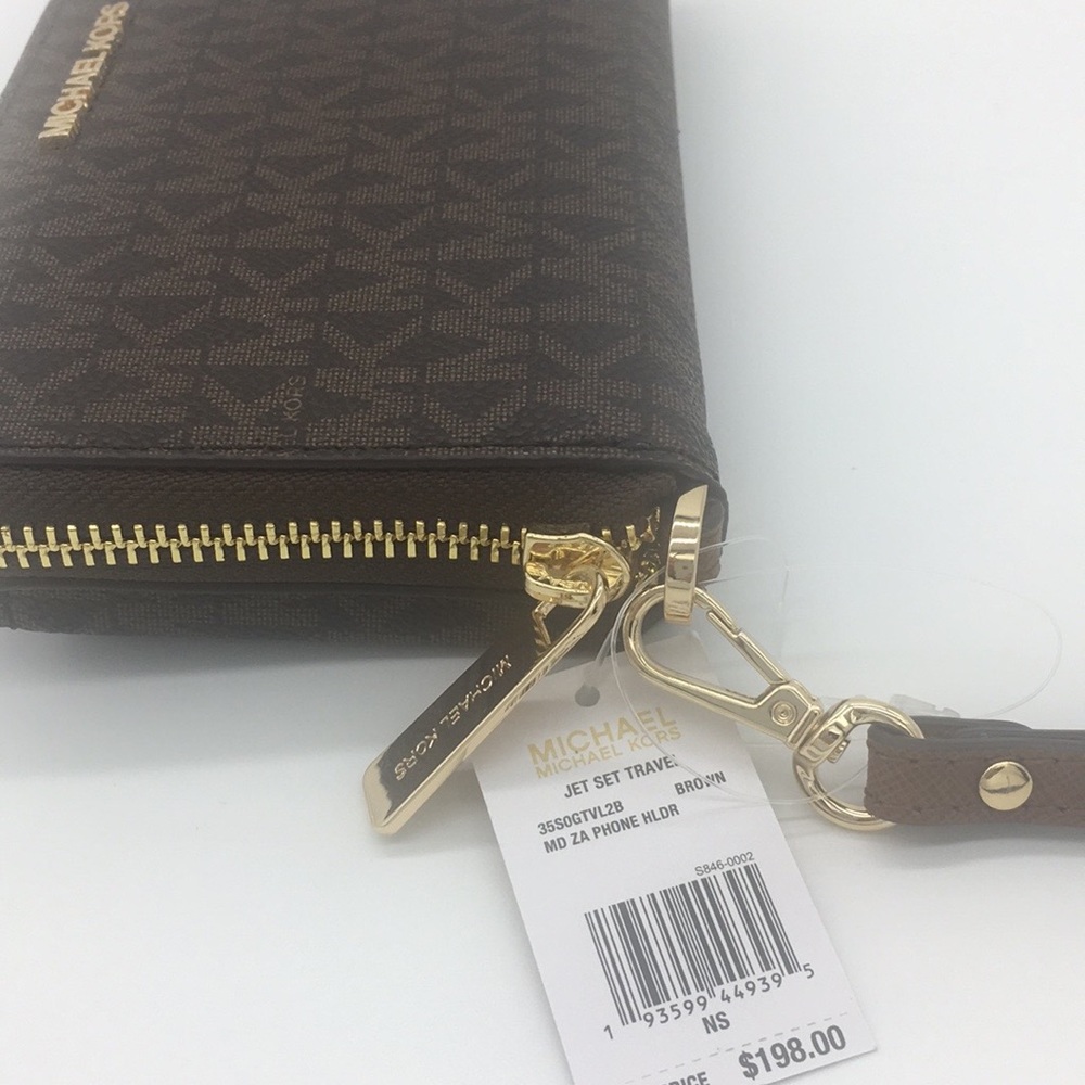 MICHAEL KORS MD ZA PHONE HOLDER WALLET BROWN - Picture 4 of 10